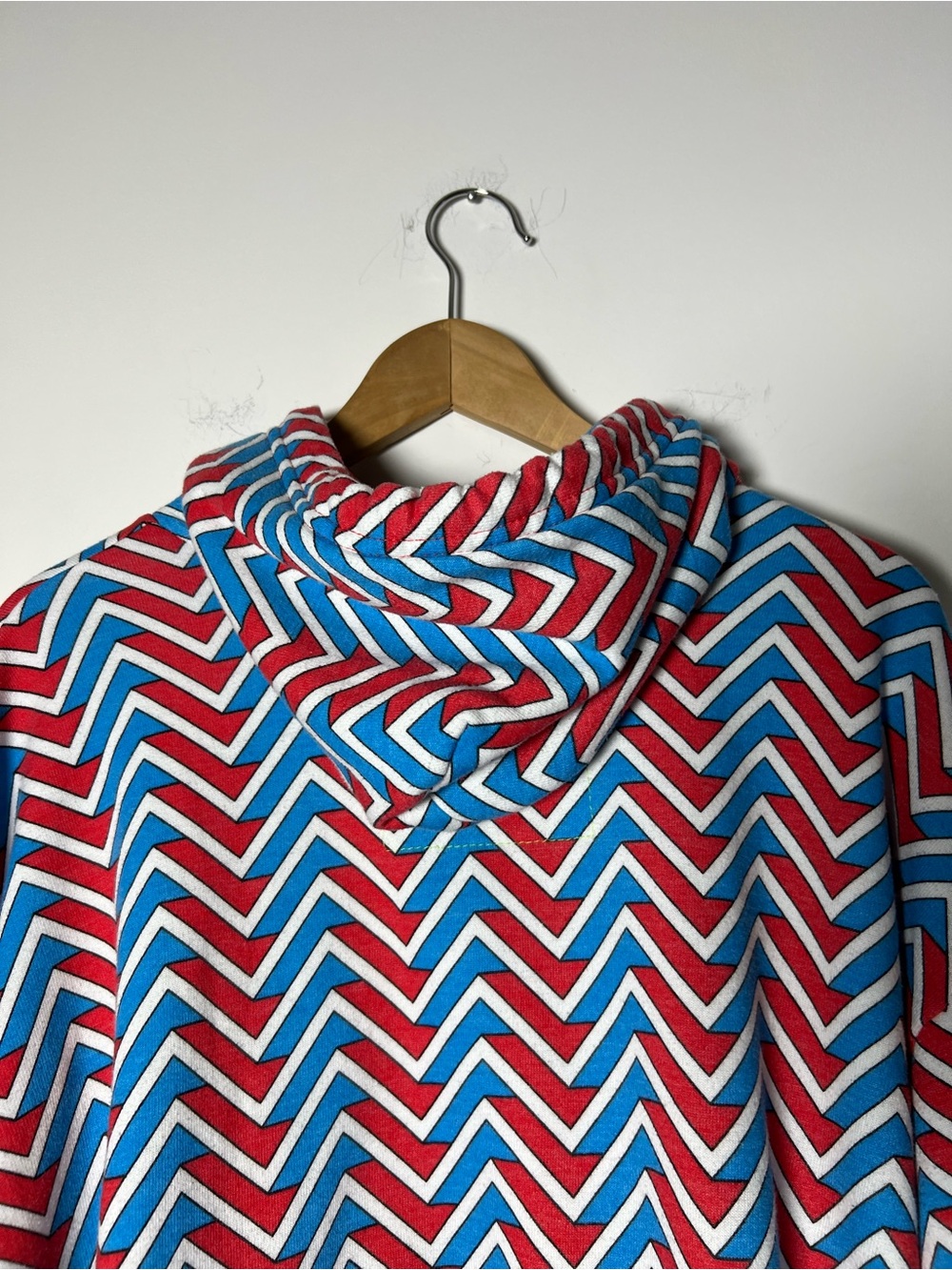 Aviator Nation Geo Zig Bolt Embroidery Relaxed Crop Pullover Hoodie Red Blue L - Picture 12 of 13